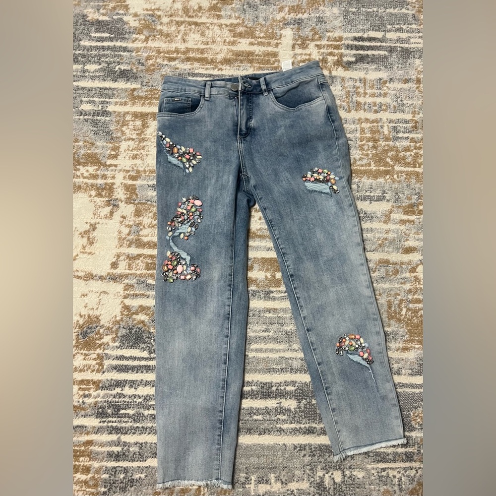 FDJ OLIVIA Embellished Blue Jeans